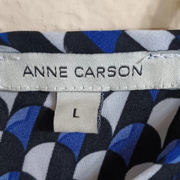Anne Carson Blue and Black Patterned Top - Picture 2 of 6